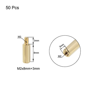 Harfington Uxcell M2 Male to Female Hex Brass Spacer Standoff 50pcs