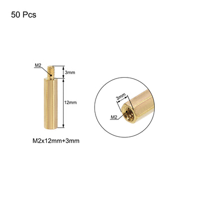 Harfington Uxcell M2 Male to Female Hex Brass Spacer Standoff 50pcs