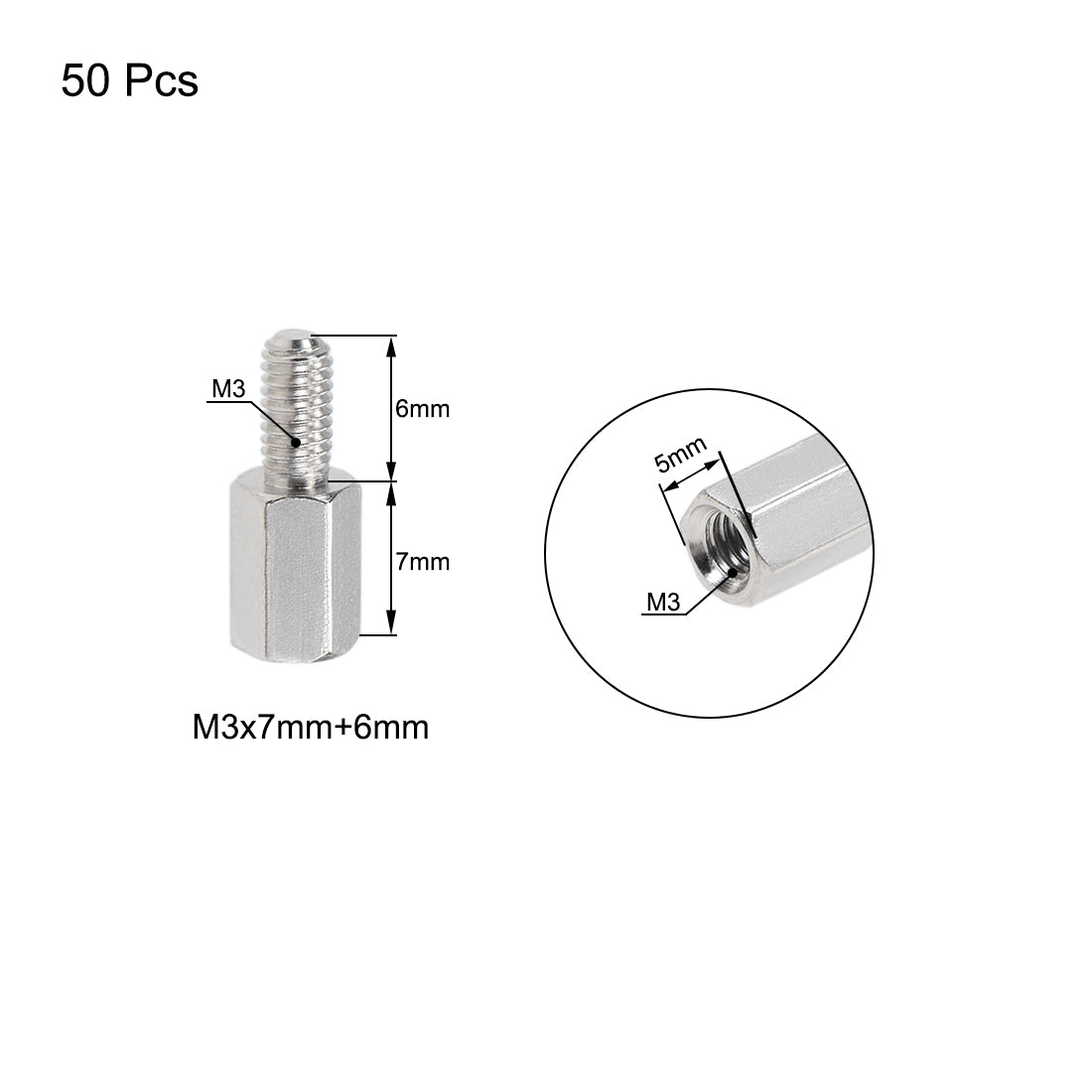 uxcell Uxcell M3 M4 Male to Female Hex Nickel Plated Spacer Standoff 50pcs