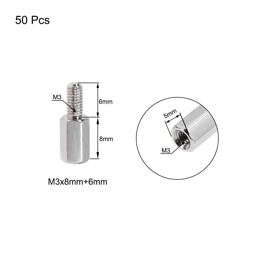 uxcell Uxcell M3 M4 Male to Female Hex Nickel Plated Spacer Standoff 50pcs