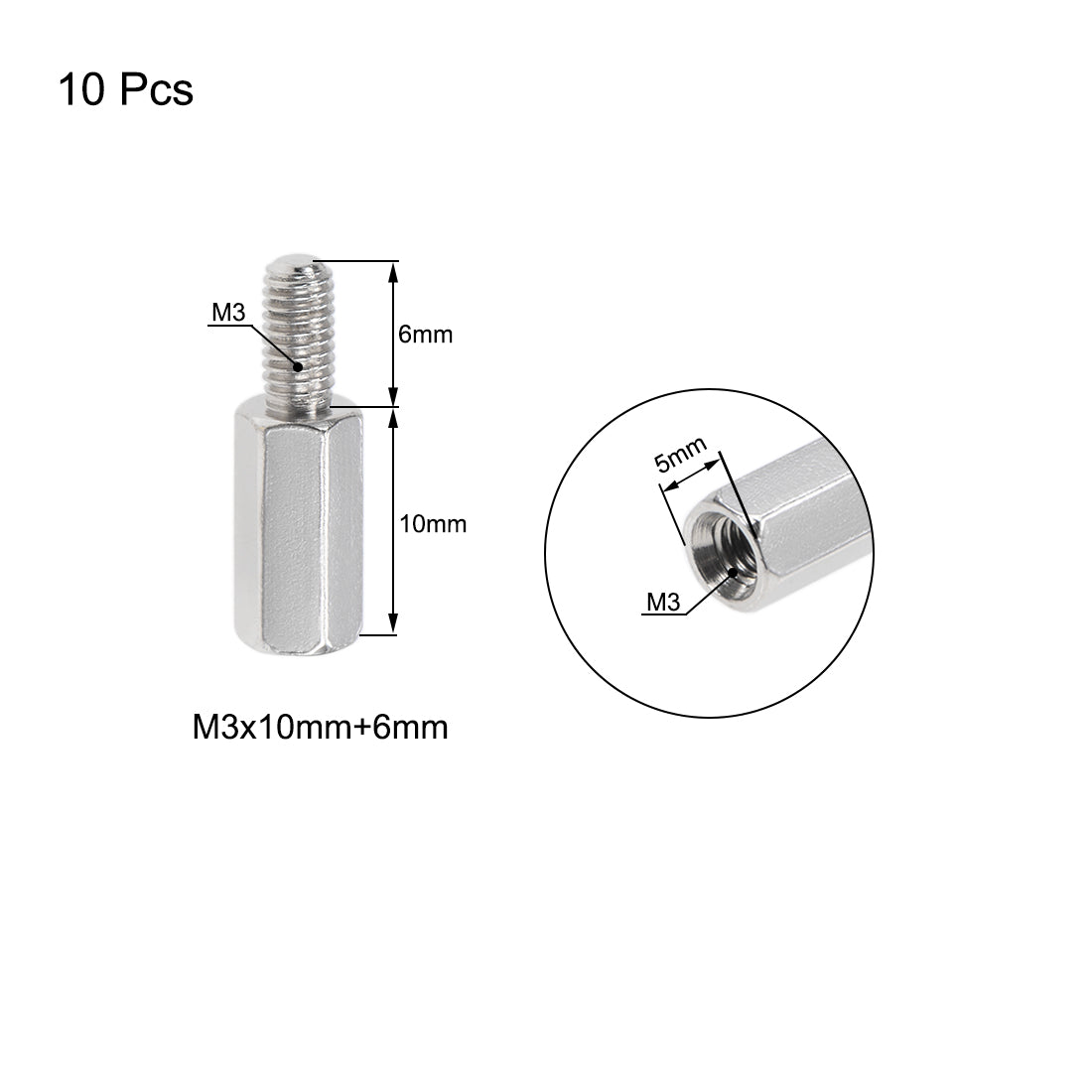 uxcell Uxcell M3 Male to Female Hex Nickel Plated Spacer Standoff 10pcs