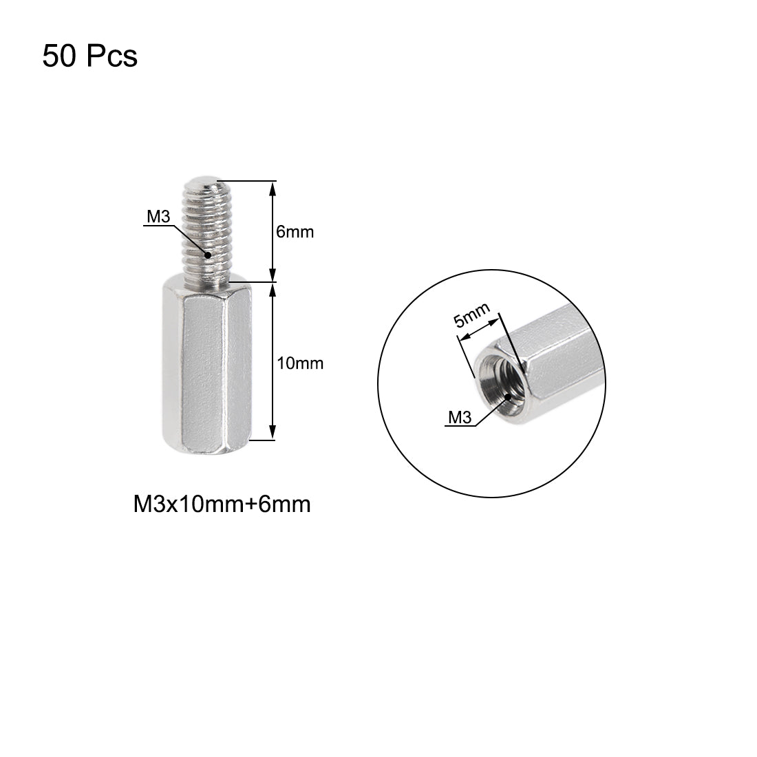 uxcell Uxcell M3 M4 Male to Female Hex Nickel Plated Spacer Standoff 50pcs