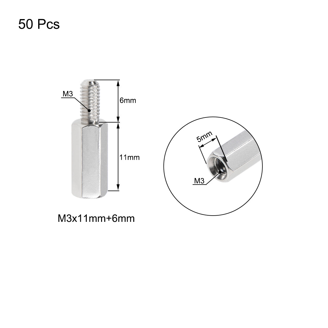 uxcell Uxcell M3 M4 Male to Female Hex Nickel Plated Spacer Standoff 50pcs