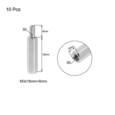 Harfington Uxcell M3 Male to Female Hex Nickel Plated Spacer Standoff 10pcs