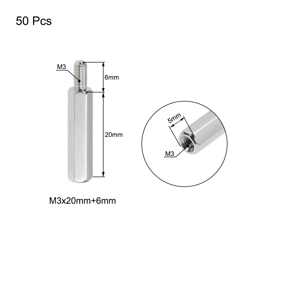 uxcell Uxcell M3 M4 Male to Female Hex Nickel Plated Spacer Standoff 50pcs