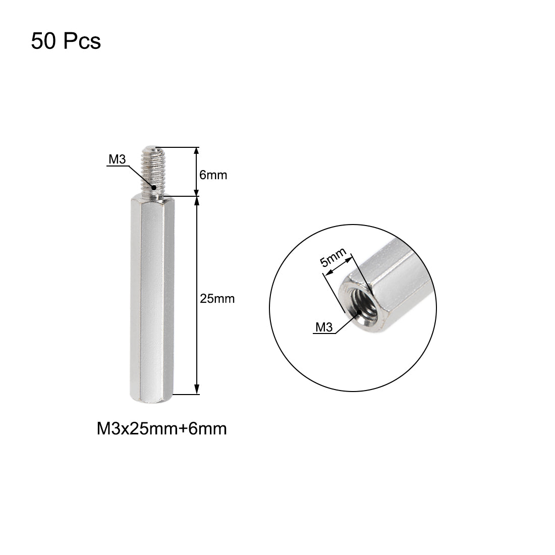 uxcell Uxcell M3 M4 Male to Female Hex Nickel Plated Spacer Standoff 50pcs