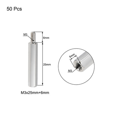 Harfington Uxcell M3 M4 Male to Female Hex Nickel Plated Spacer Standoff 50pcs