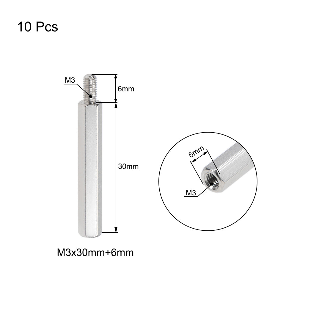 uxcell Uxcell M3 Male to Female Hex Nickel Plated Spacer Standoff 10pcs