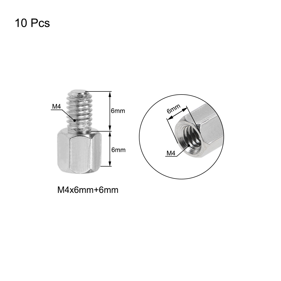 uxcell Uxcell M4 Male to Female Hex Nickel Plated Spacer Standoff 10pcs