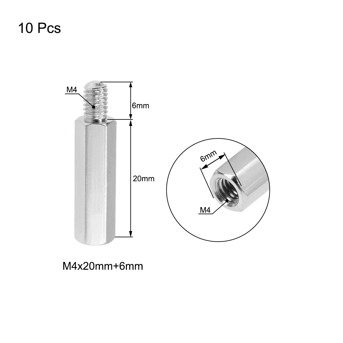 uxcell Uxcell M4 Male to Female Hex Nickel Plated Spacer Standoff 10pcs