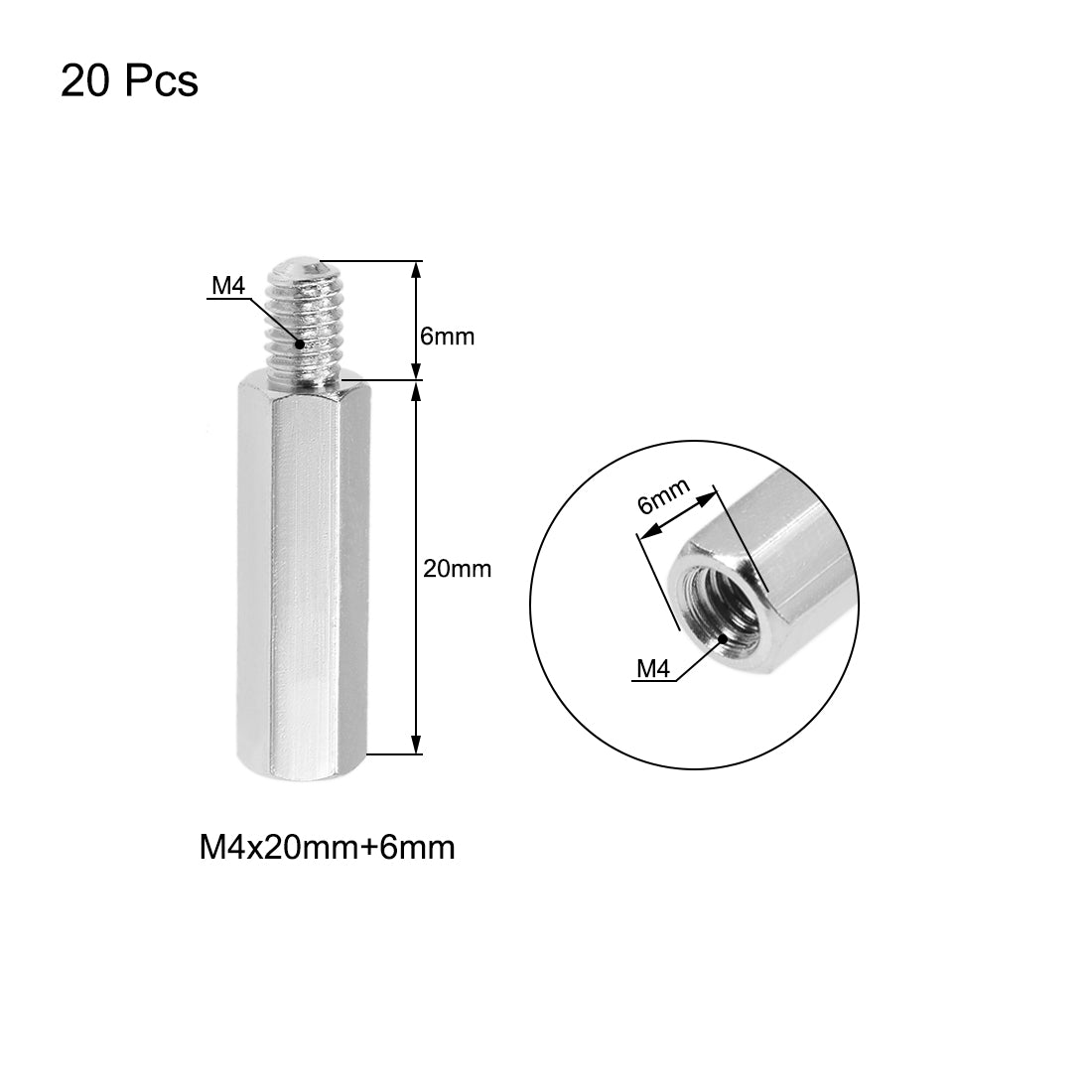 uxcell Uxcell M4 Male to Female Hex Nickel Plated Spacer Standoff 20pcs