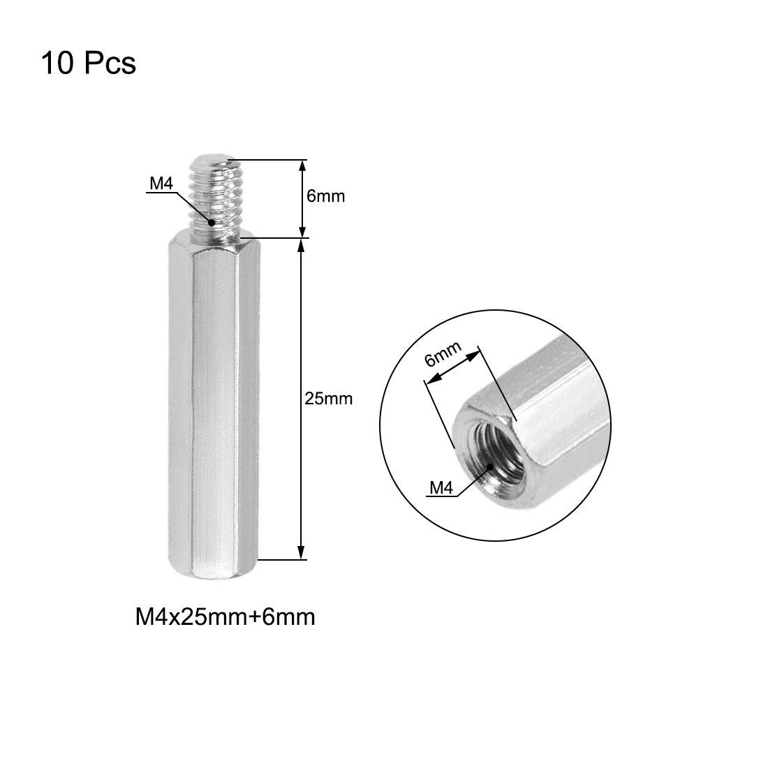 uxcell Uxcell M4 Male to Female Hex Nickel Plated Spacer Standoff 10pcs