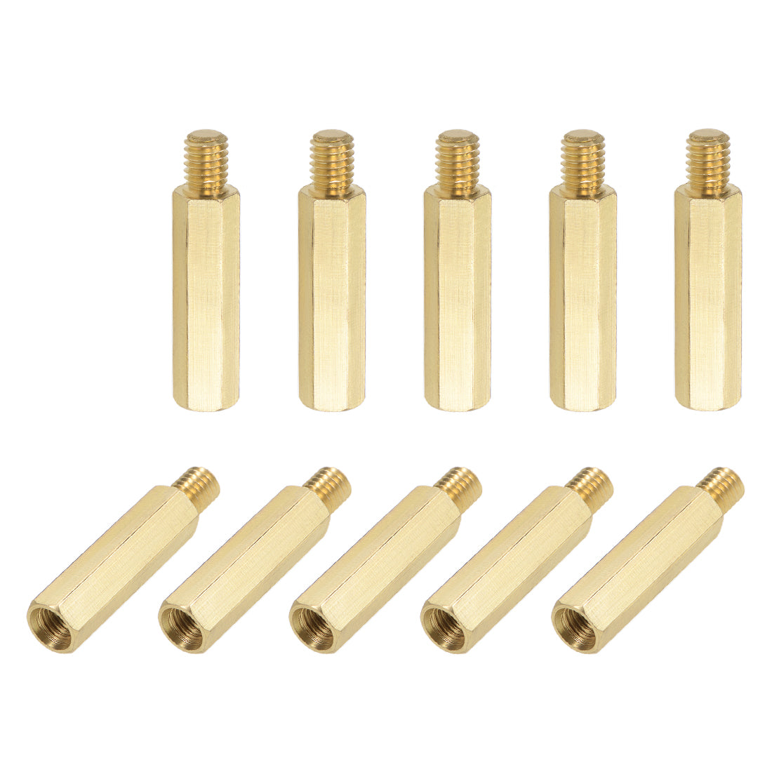 uxcell Uxcell M6 Male to Female Hex Brass Spacer Standoff 10pcs