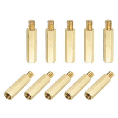 Harfington Uxcell M6 Male to Female Hex Brass Spacer Standoff 10pcs