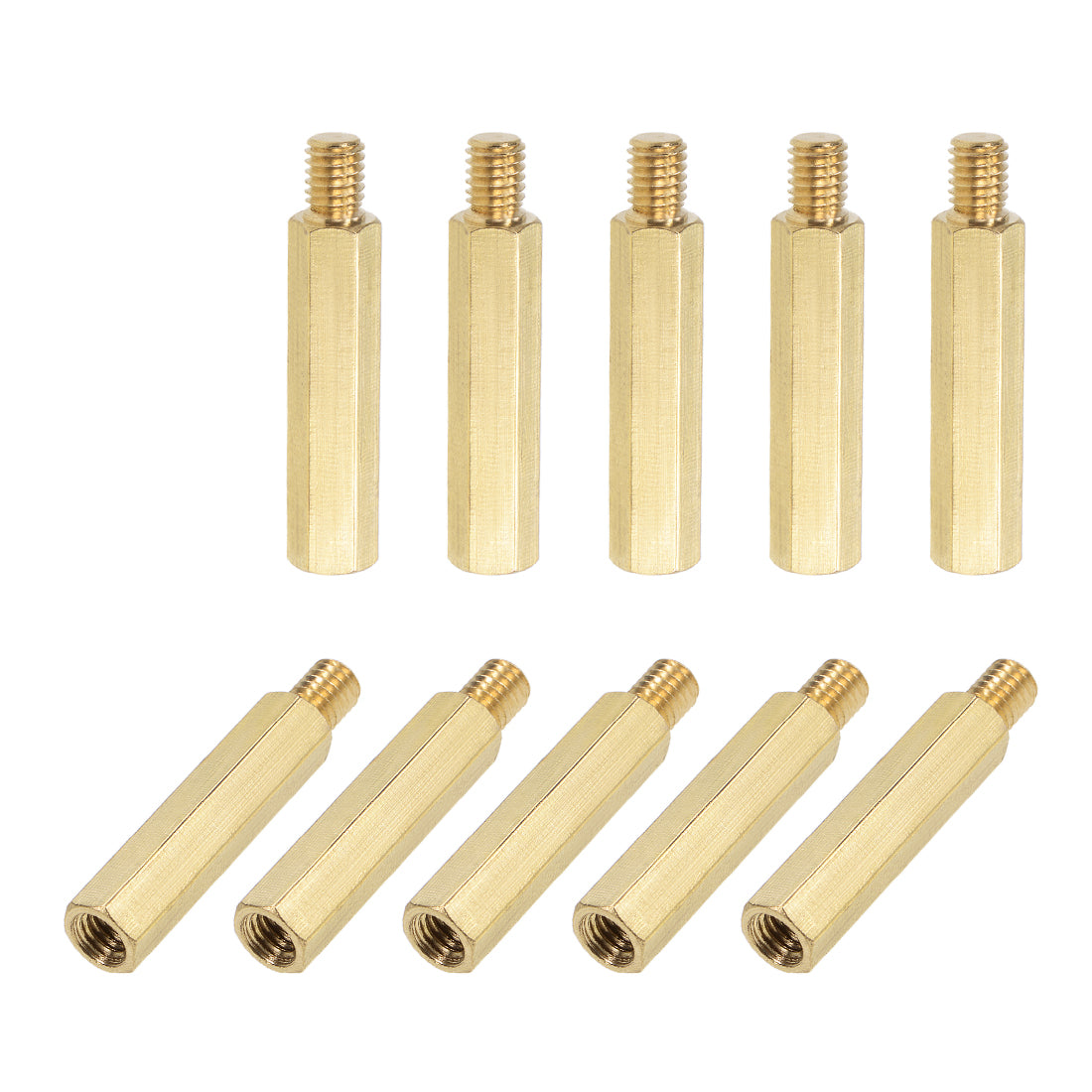 uxcell Uxcell M6 Male to Female Hex Brass Spacer Standoff 10pcs