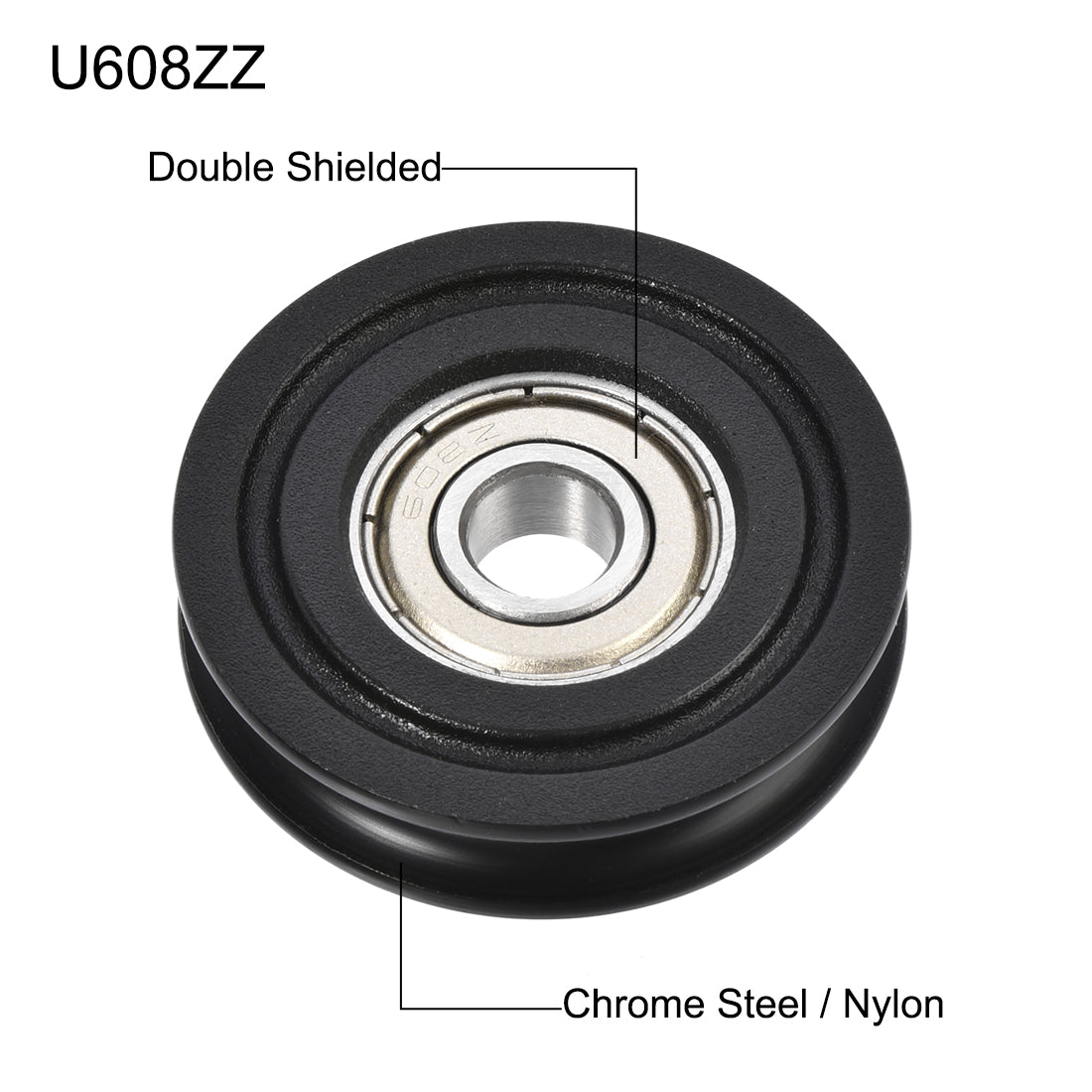 uxcell Uxcell U608ZZ U Groove Ball Bearings 8x40x10mm Double Shielded (GCr15) Bearing Black