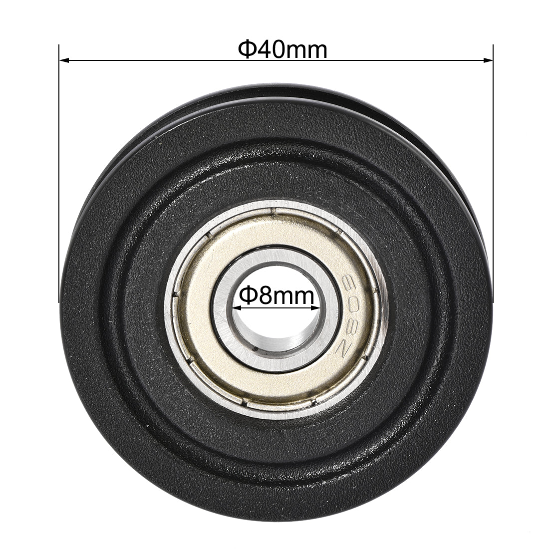 uxcell Uxcell U608ZZ U Groove Ball Bearings 8x40x10mm Double Shielded (GCr15) Bearing Black