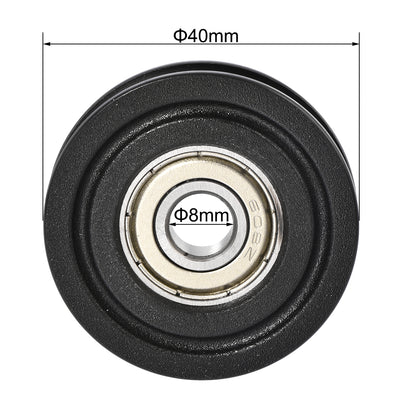 Harfington Uxcell U608ZZ U Groove Ball Bearings 8x40x10mm Double Shielded (GCr15) Bearing Black