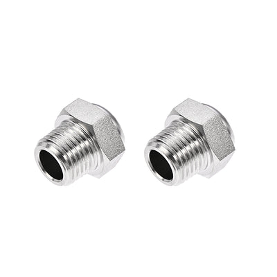 Harfington Uxcell Exhaust Muffler G1/4 Male Thread Strainer Stainless Steel Breather Pneumatic Air Muffler 2pcs