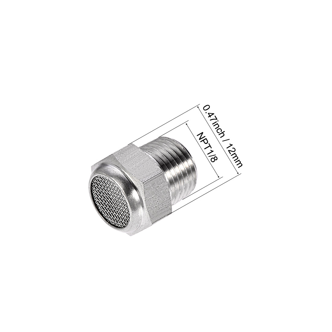 uxcell Uxcell Exhaust Muffler NPT1/8 Male Thread Strainer Stainless Steel Breather Pneumatic Air Muffler