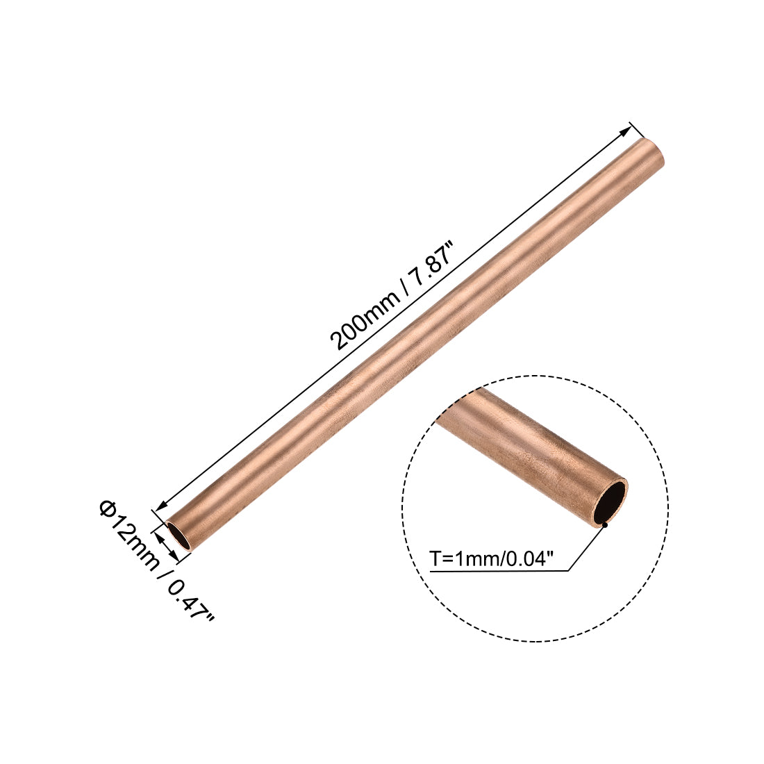 uxcell Uxcell Copper Round Tube, Seamless Straight Tubing