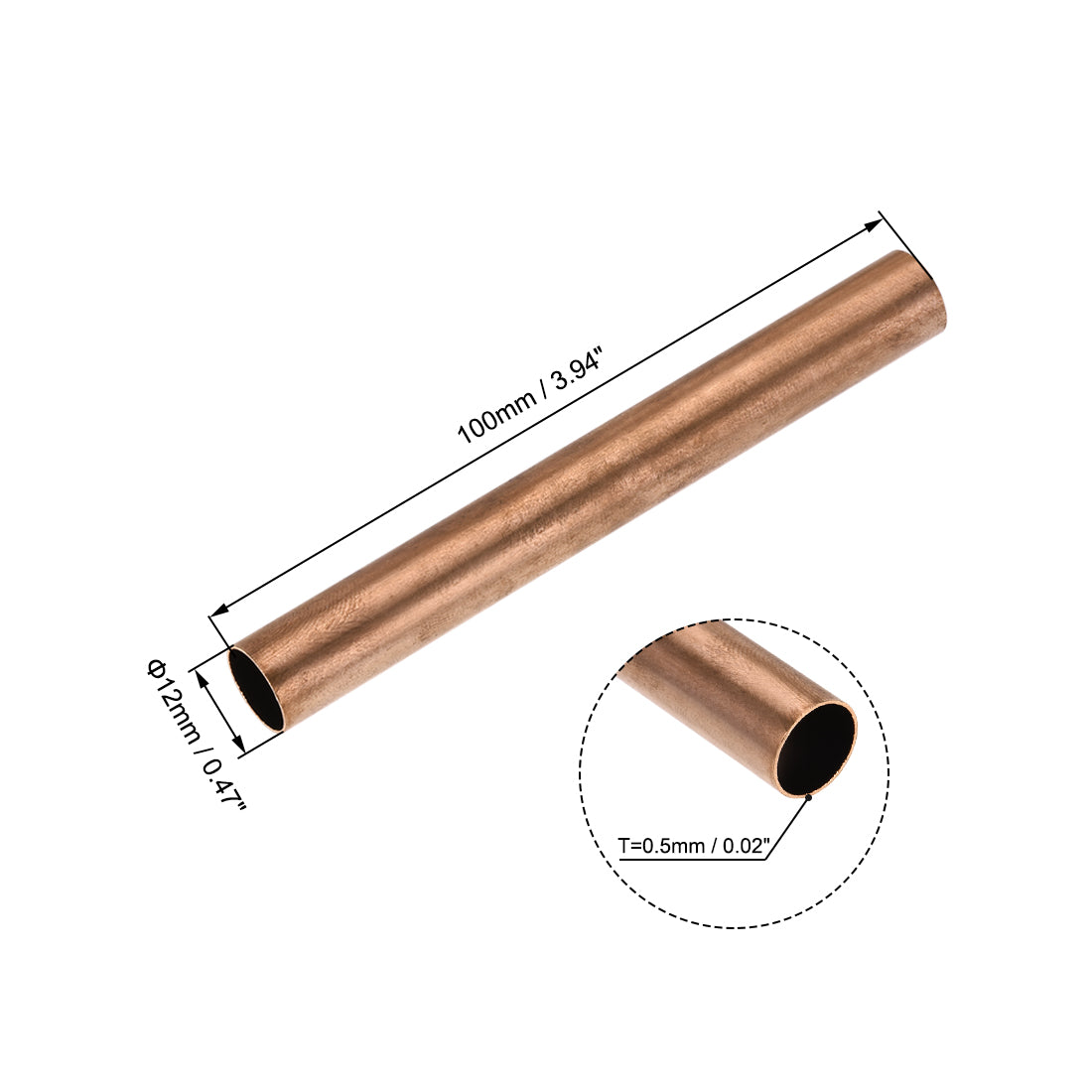 uxcell Uxcell Copper Round Tube, Seamless Straight Tubing