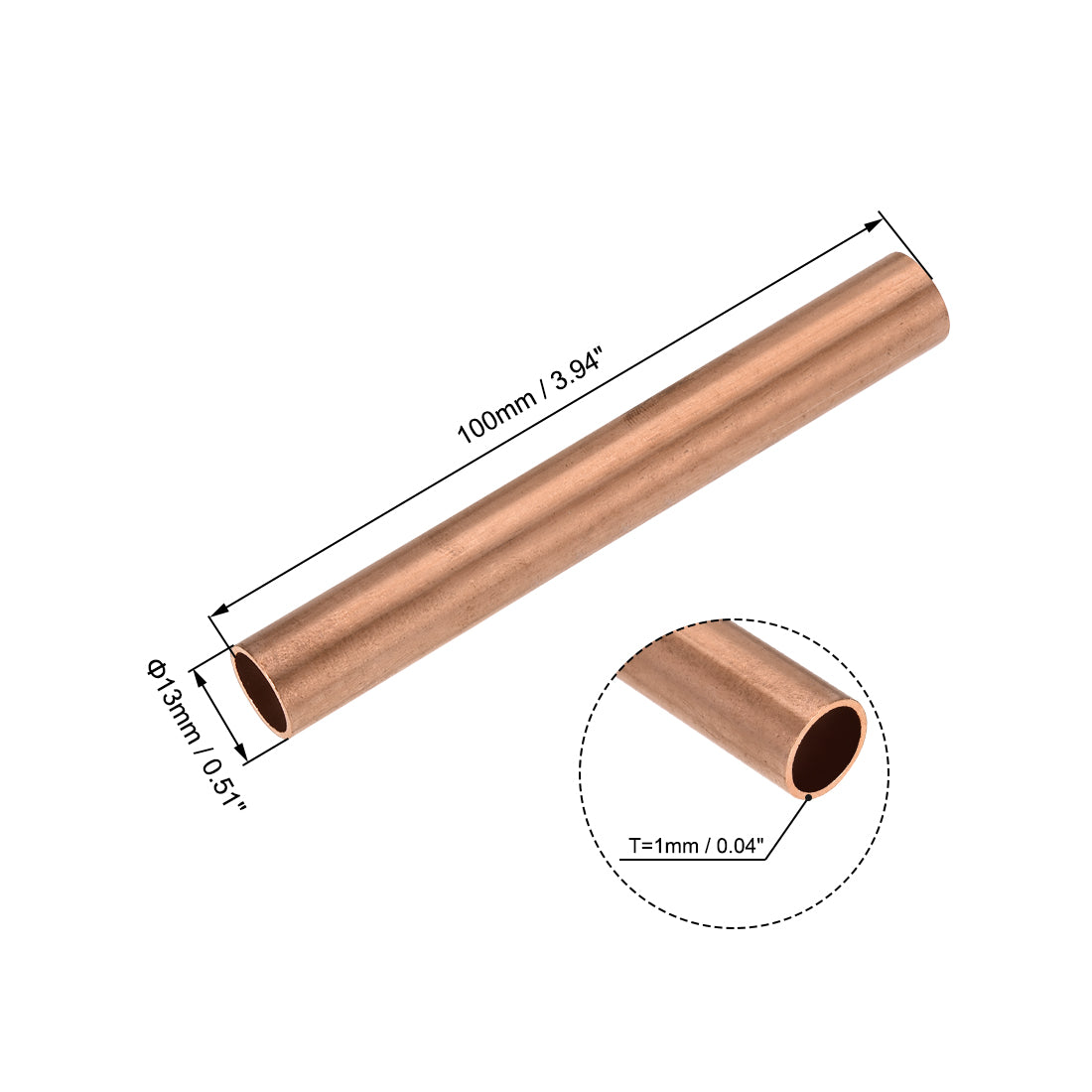 uxcell Uxcell Copper Round Tube, Seamless Straight Tubing