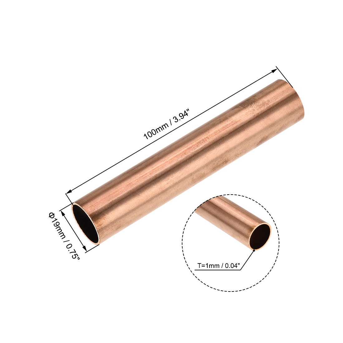 uxcell Uxcell Copper Round Tube, Seamless Straight Tubing