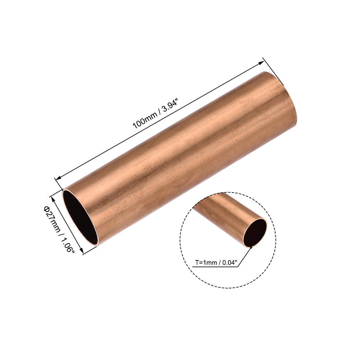 uxcell Uxcell Copper Round Tube, Seamless Straight Tubing