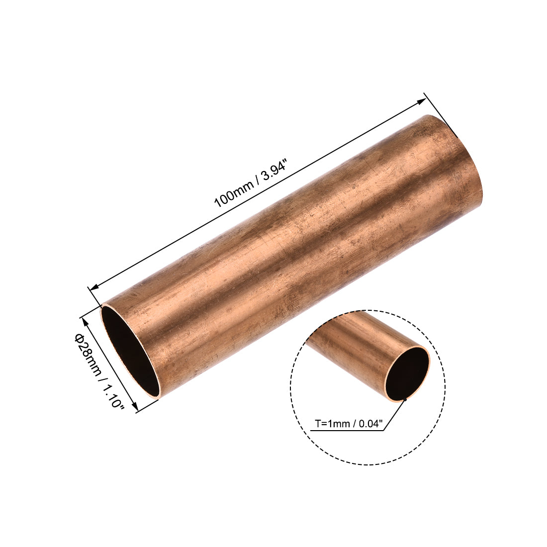 uxcell Uxcell Copper Round Tube, Seamless Straight Tubing