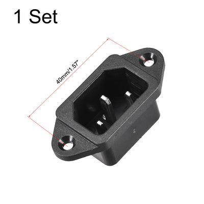 Harfington Uxcell Screw Mount 3 Pins IEC320 C14 Inlet Power Socket AC 250V 10A Black 1Set