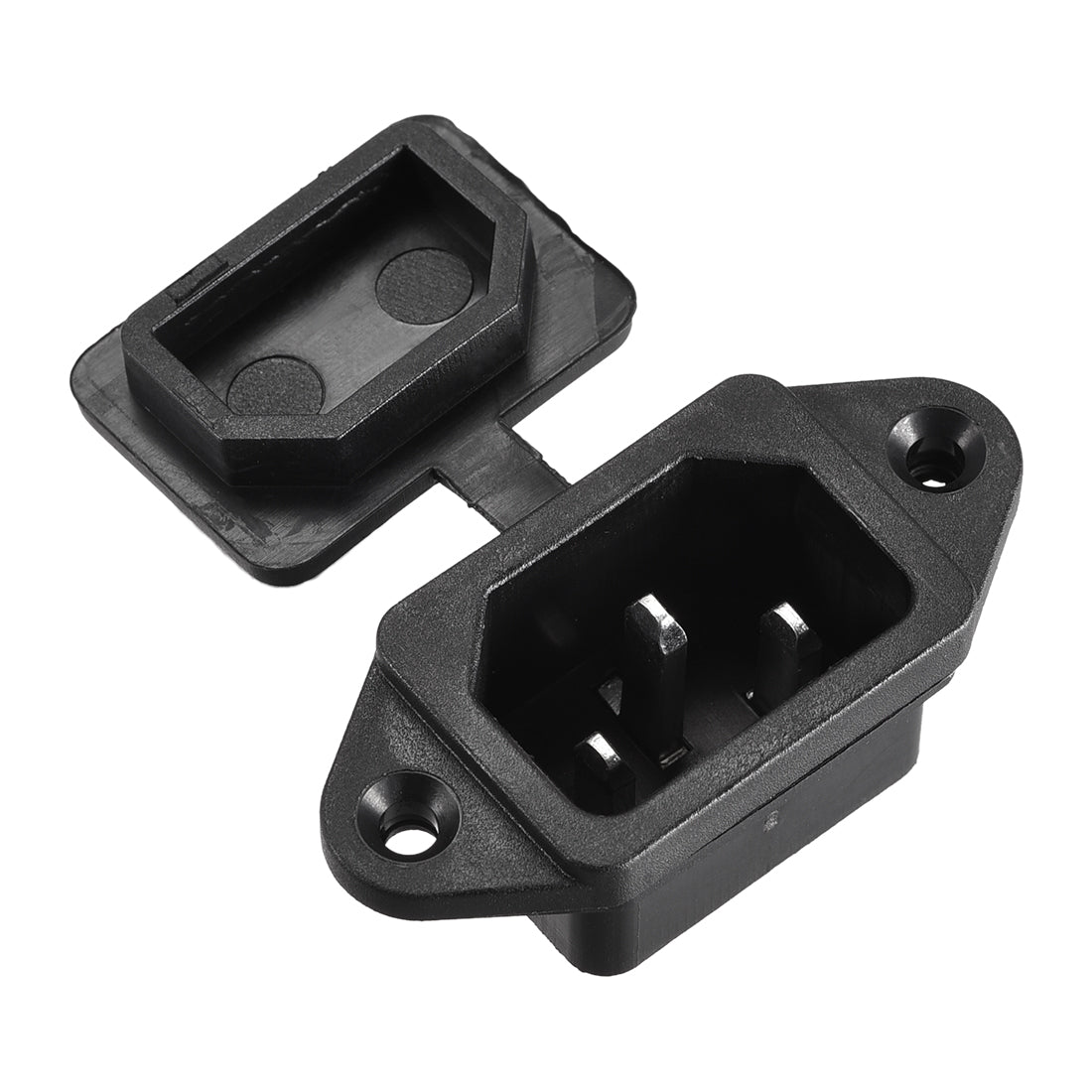 uxcell Uxcell AC 250V 10A 3P Iec320 C14 Inlet Plug Power Socket Black w Cover 1Set