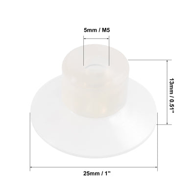 Harfington Uxcell Suction Cups, 25mm Diameter x M5 Joint Silicone Vacuum Pneumatic Suction Cup,4pcs