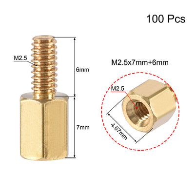 Harfington Uxcell M2.5 Male to Female Hex Brass Spacer Standoff 100pcs