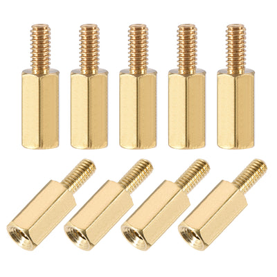 Harfington Uxcell M2.5 Male to Female Hex Brass Spacer Standoff 50pcs