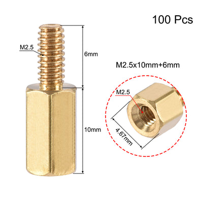 Harfington Uxcell M2.5 Male to Female Hex Brass Spacer Standoff 100pcs