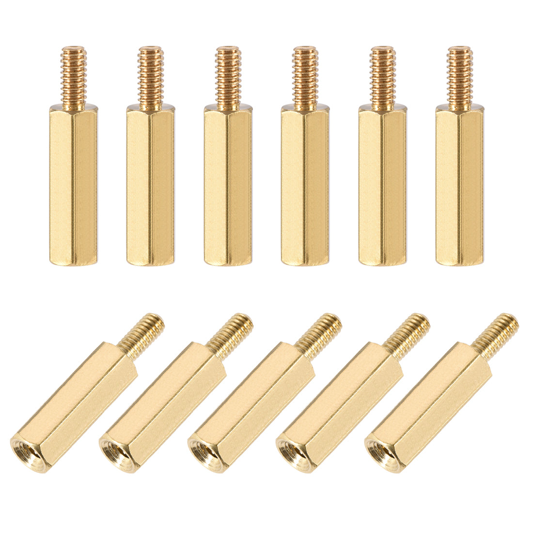 uxcell Uxcell M2.5 Male to Female Hex Brass Spacer Standoff 50pcs