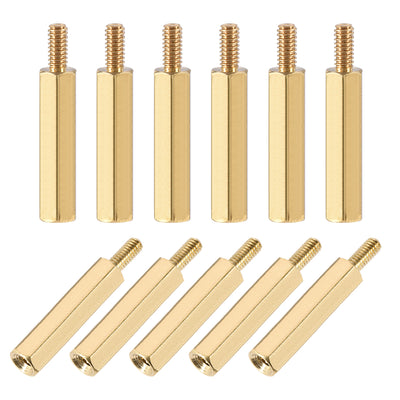 Harfington Uxcell M2.5 Male to Female Hex Brass Spacer Standoff 50pcs