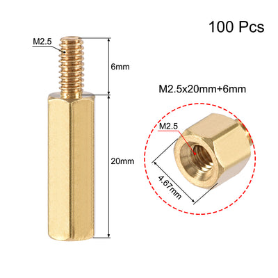 Harfington Uxcell M2.5 Male to Female Hex Brass Spacer Standoff 100pcs