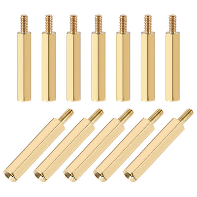 Harfington Uxcell M2.5 Male to Female Hex Brass Spacer Standoff 50pcs