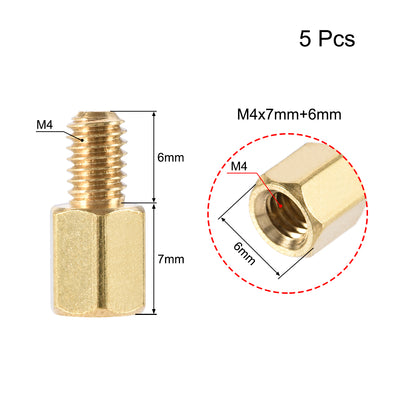 Harfington Uxcell M4 Male to Female Hex Brass Spacer Standoff 5pcs