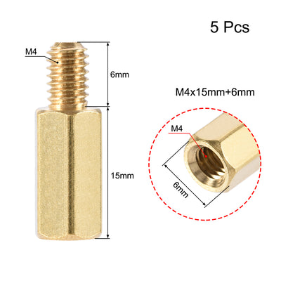 Harfington Uxcell M4 Male to Female Hex Brass Spacer Standoff 5pcs