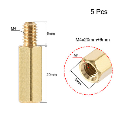 Harfington Uxcell M4 Male to Female Hex Brass Spacer Standoff 5pcs