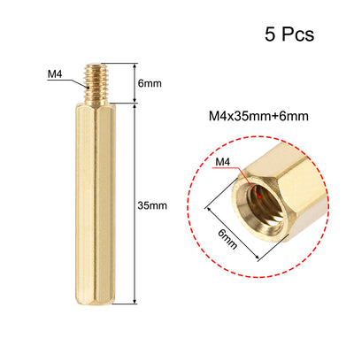 Harfington Uxcell M4 Male to Female Hex Brass Spacer Standoff 5pcs