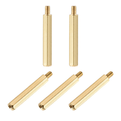 Harfington Uxcell M4 Male to Female Hex Brass Spacer Standoff 5pcs