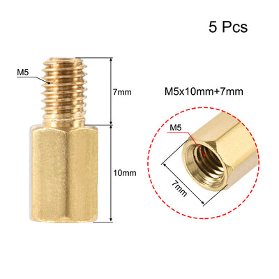 Harfington Uxcell M5 Male to Female Hex Brass Spacer Standoff 5pcs