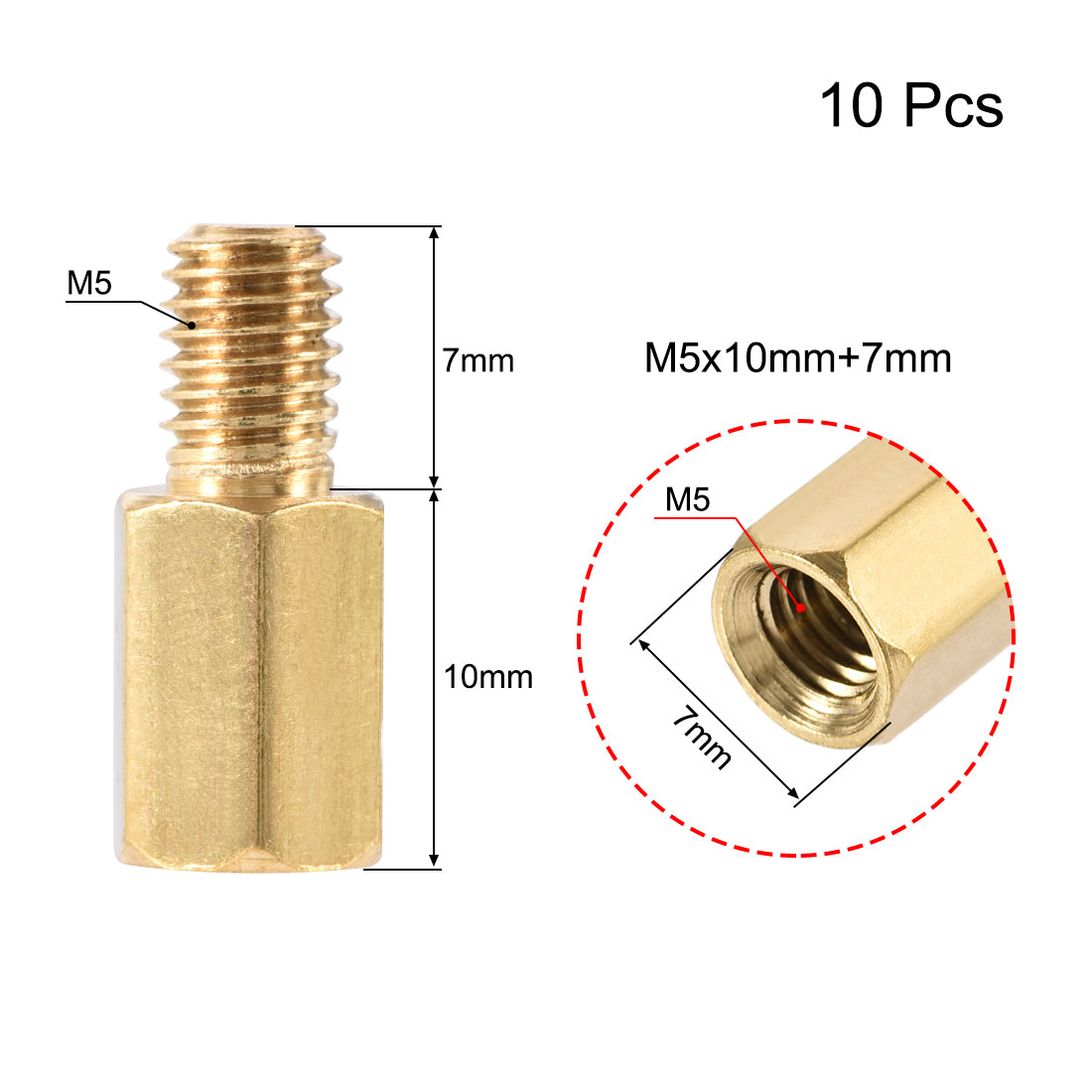 uxcell Uxcell M5 Male to Female Hex Brass Spacer Standoff 10pcs