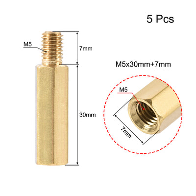 Harfington Uxcell M5 Male to Female Hex Brass Spacer Standoff 5pcs