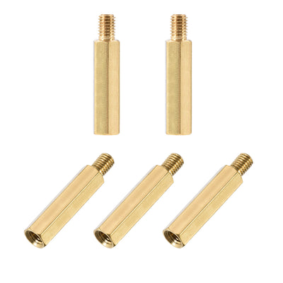 Harfington Uxcell M5 Male to Female Hex Brass Spacer Standoff 5pcs