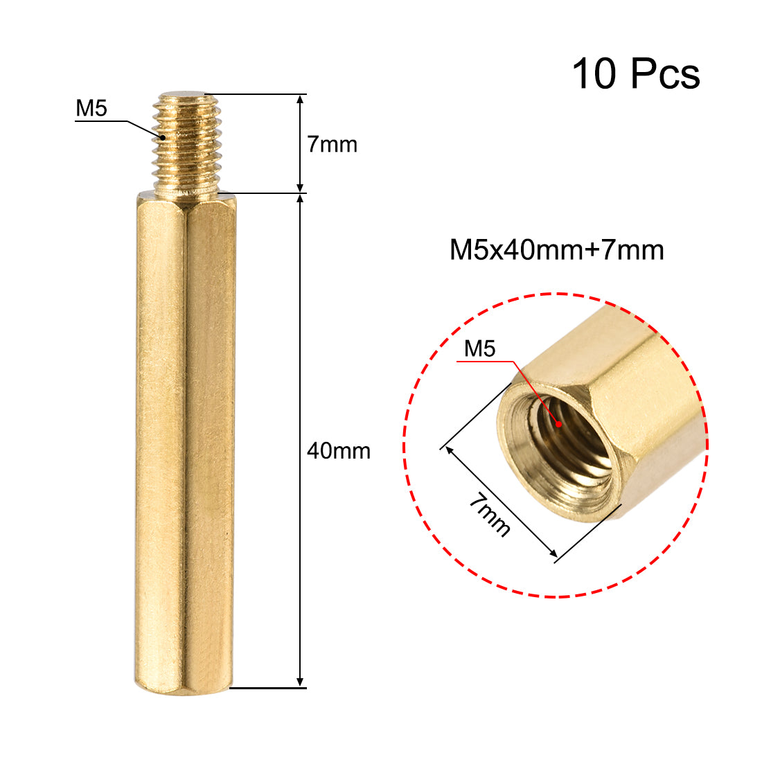 uxcell Uxcell M5 Male to Female Hex Brass Spacer Standoff 10pcs